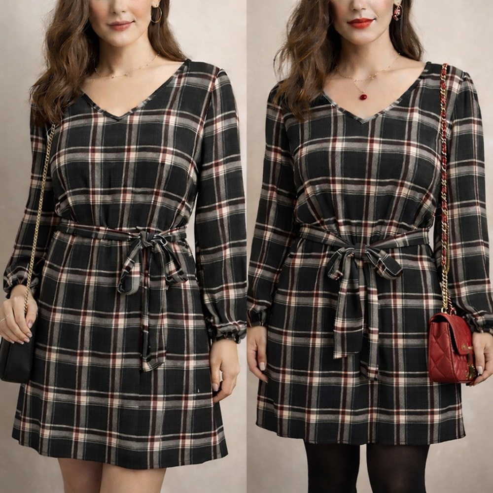 NWOT Jade by Jane Plaid Long Sleeve Dress